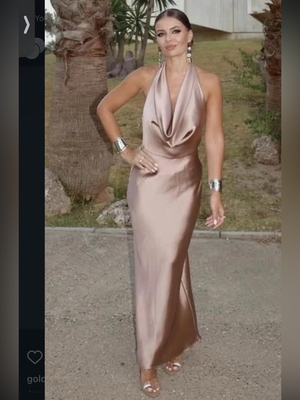 Zara Satin-Effect Backless Dress in Taupe Blush